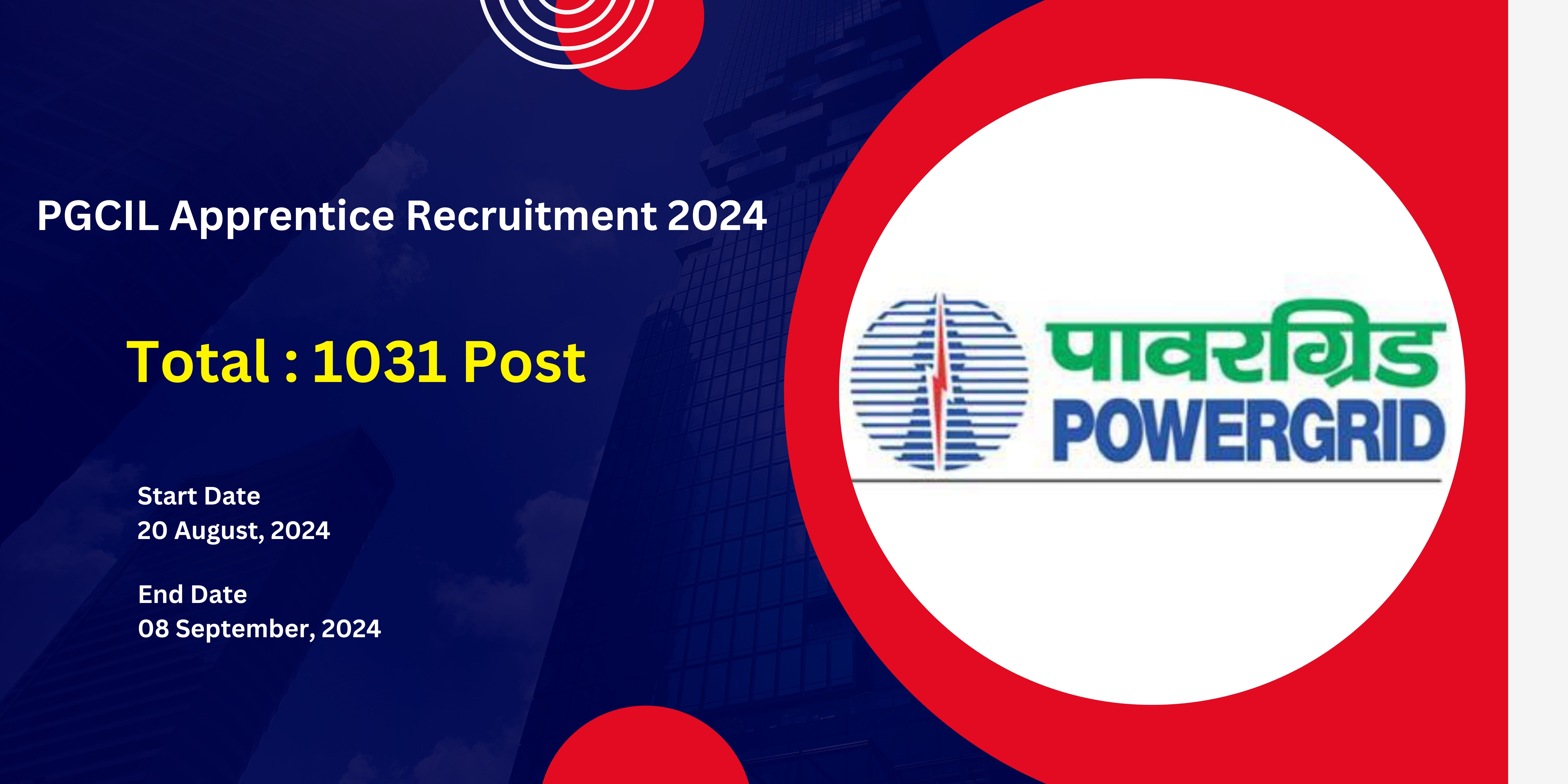 PGCIL Apprentice Recruitment 2024 - Apply Online for 1031 Vacancies